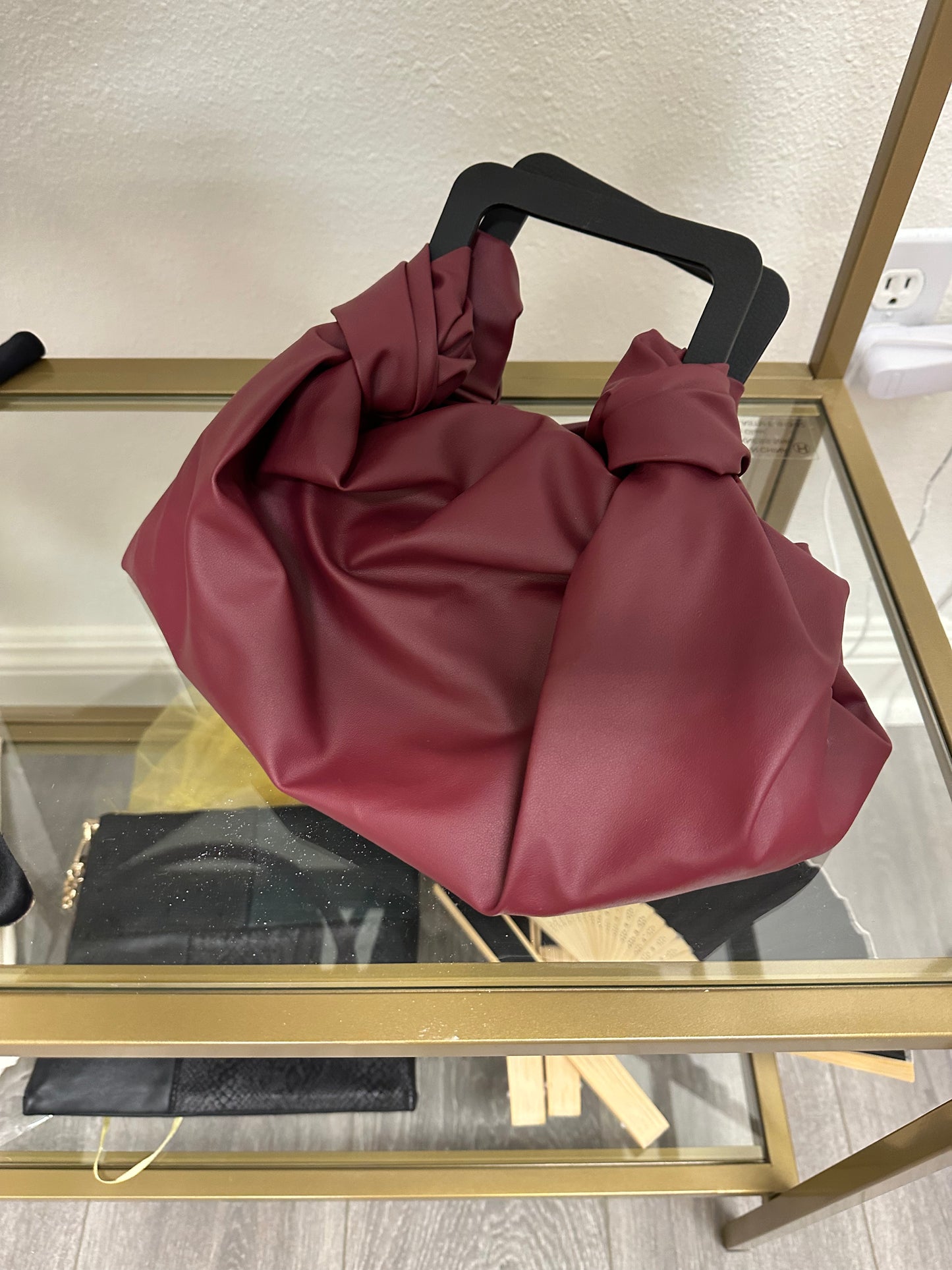 Apple Leather Purse in Bordeaux