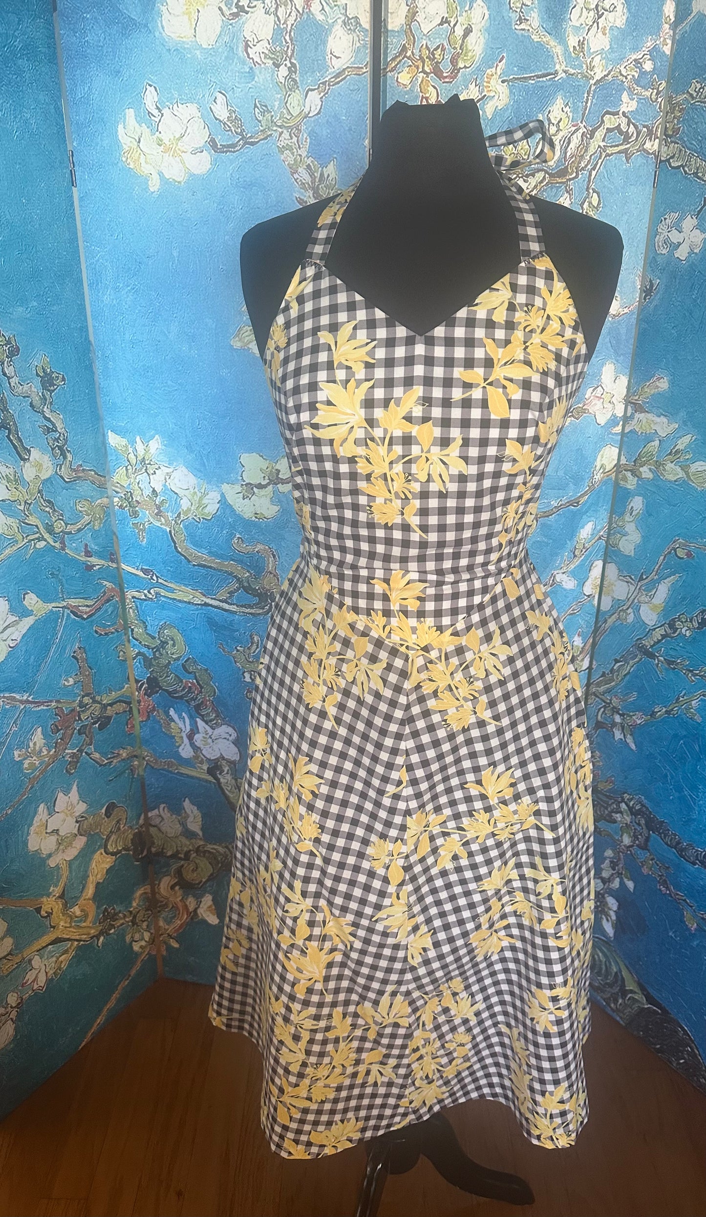 Floral and Check Halter Dress designed by Timmithea