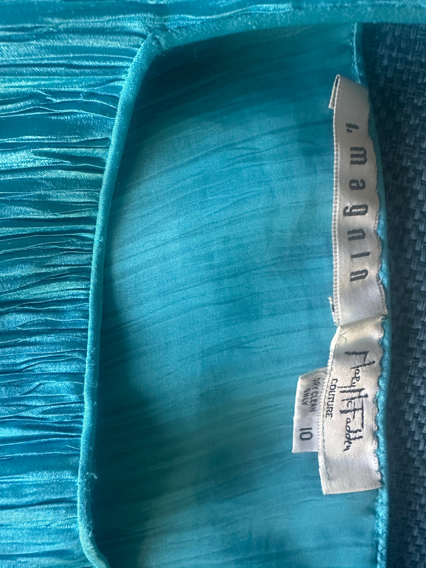 Vintage Mary McFadden Marii Pleated Turquiose Gown