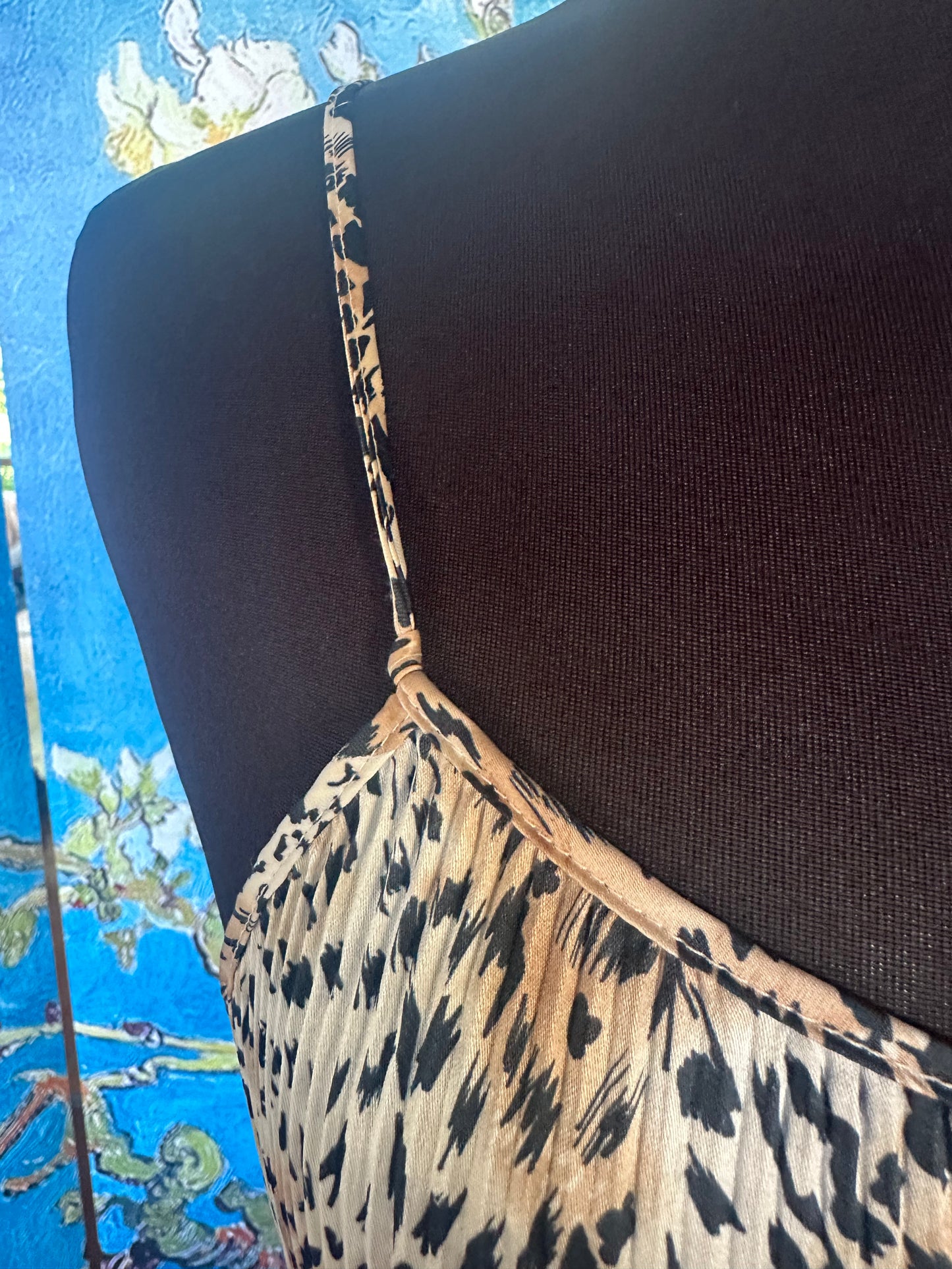 Vintage Mary McFadden Leopard Print Spaghetti Strap Gown