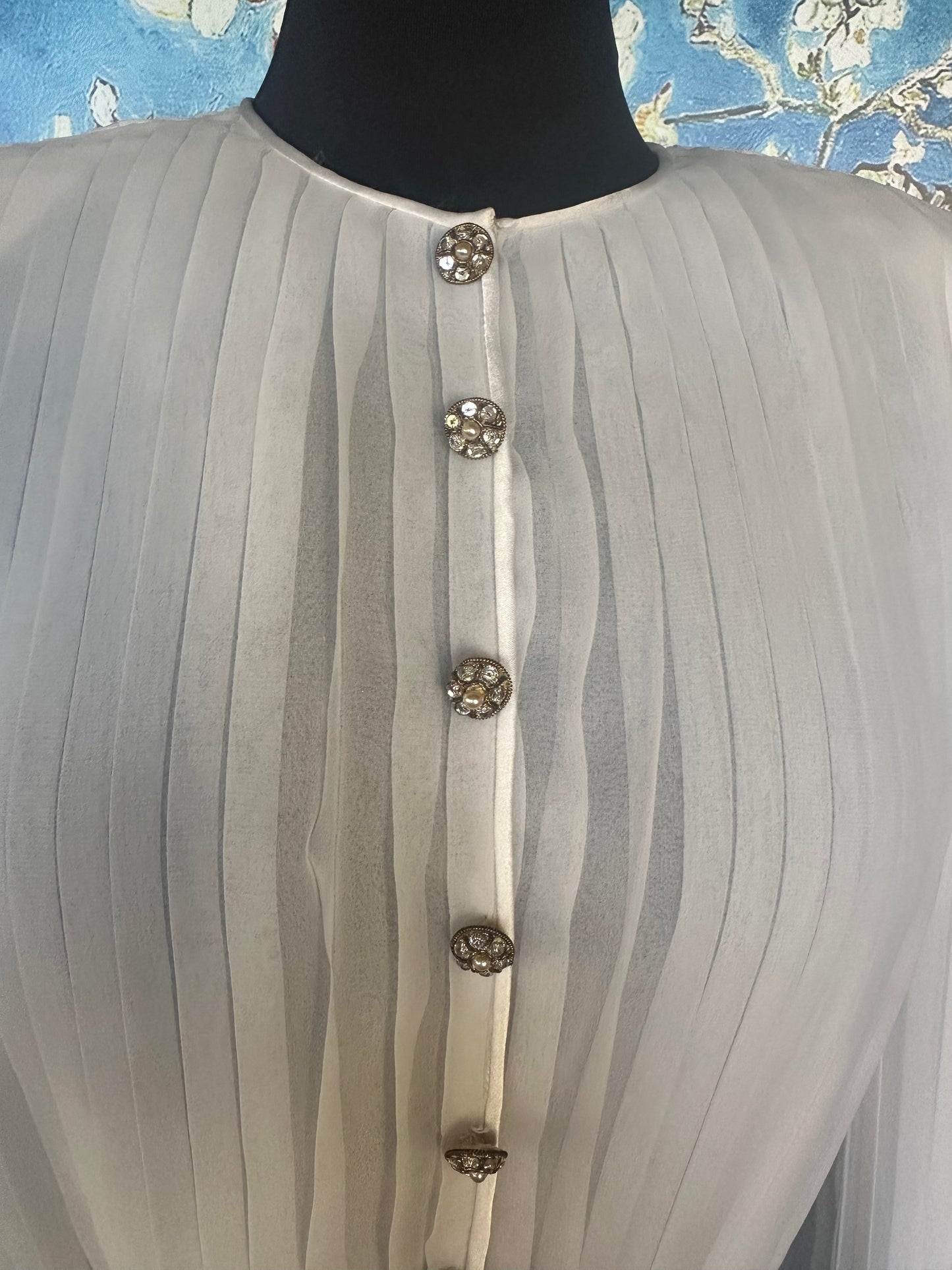 Vintage Mary McFadden Creamy White and Black Couture Gown