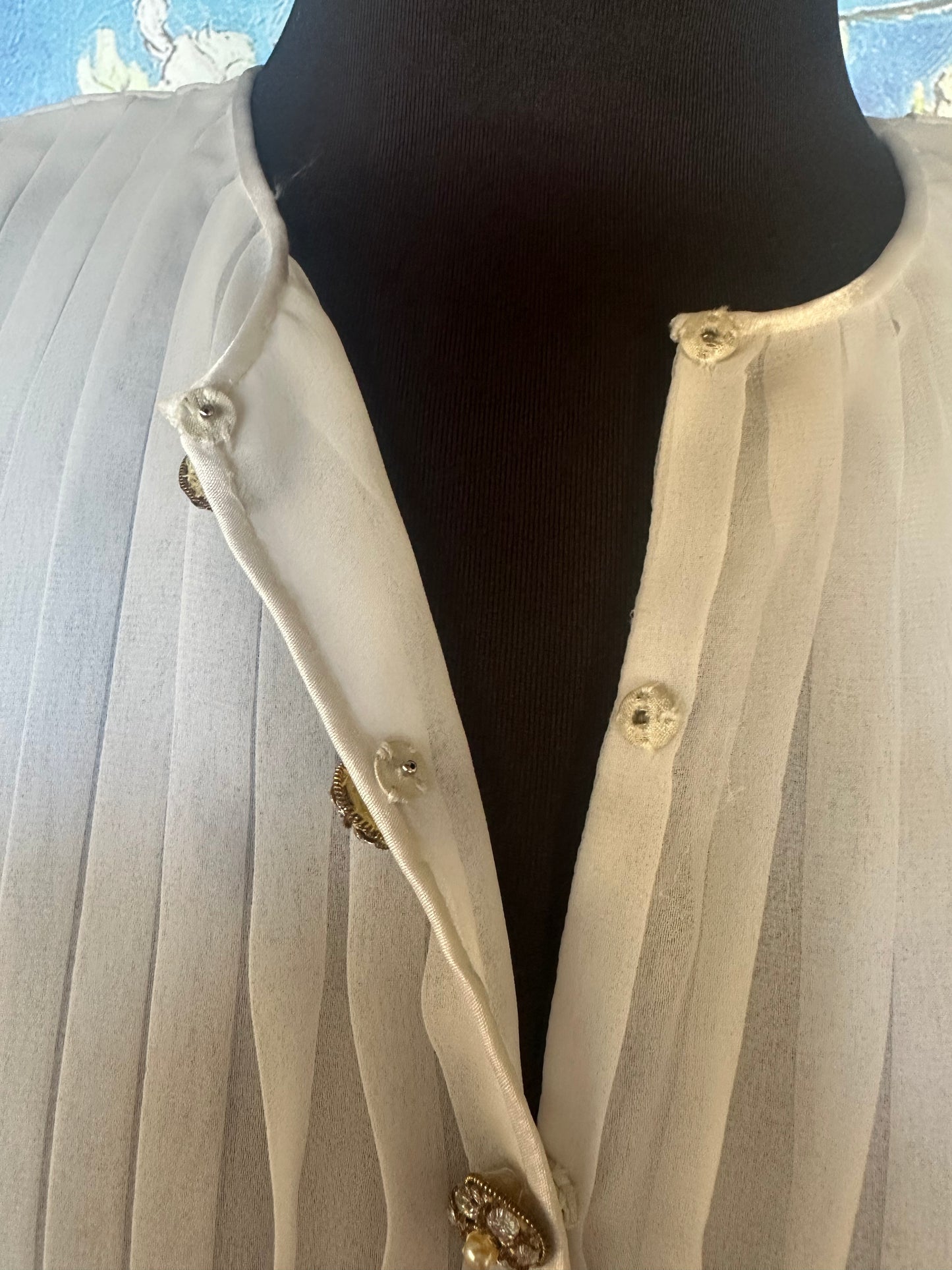 Vintage Mary McFadden Creamy White and Black Couture Gown
