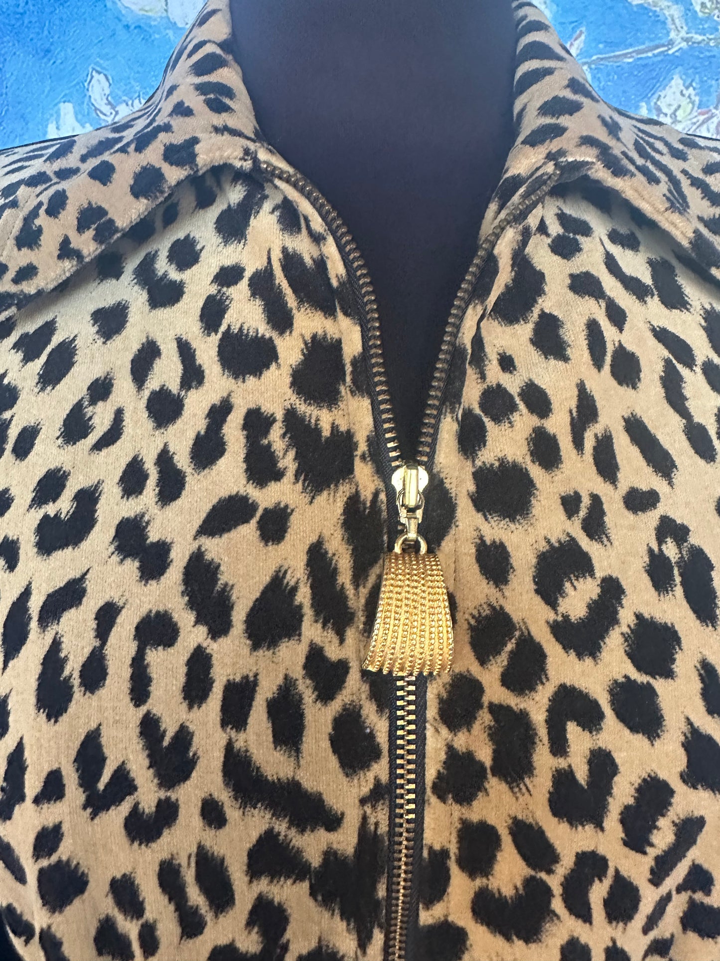 Vintage Mary McFadden Cheetah Print Jacket with Black Sleeves