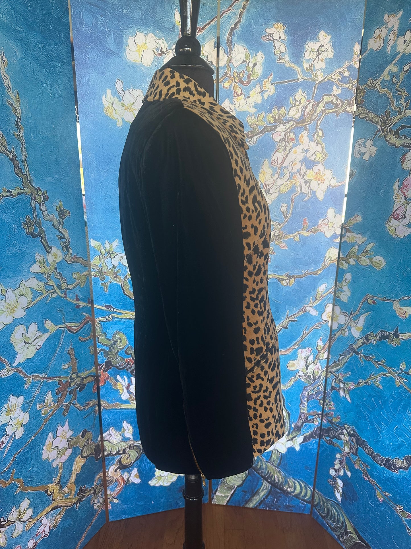 Vintage Mary McFadden Cheetah Print Jacket with Black Sleeves