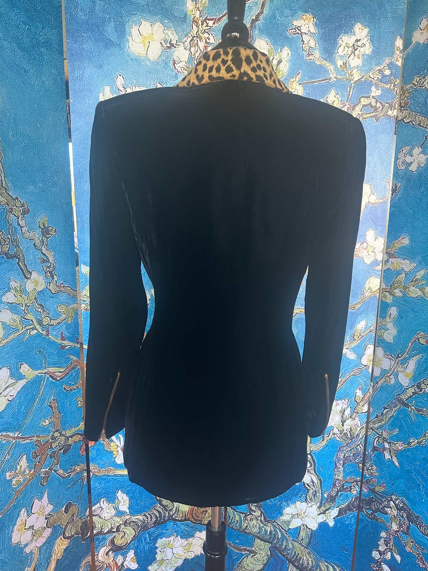 Vintage Mary McFadden Cheetah Print Jacket with Black Sleeves