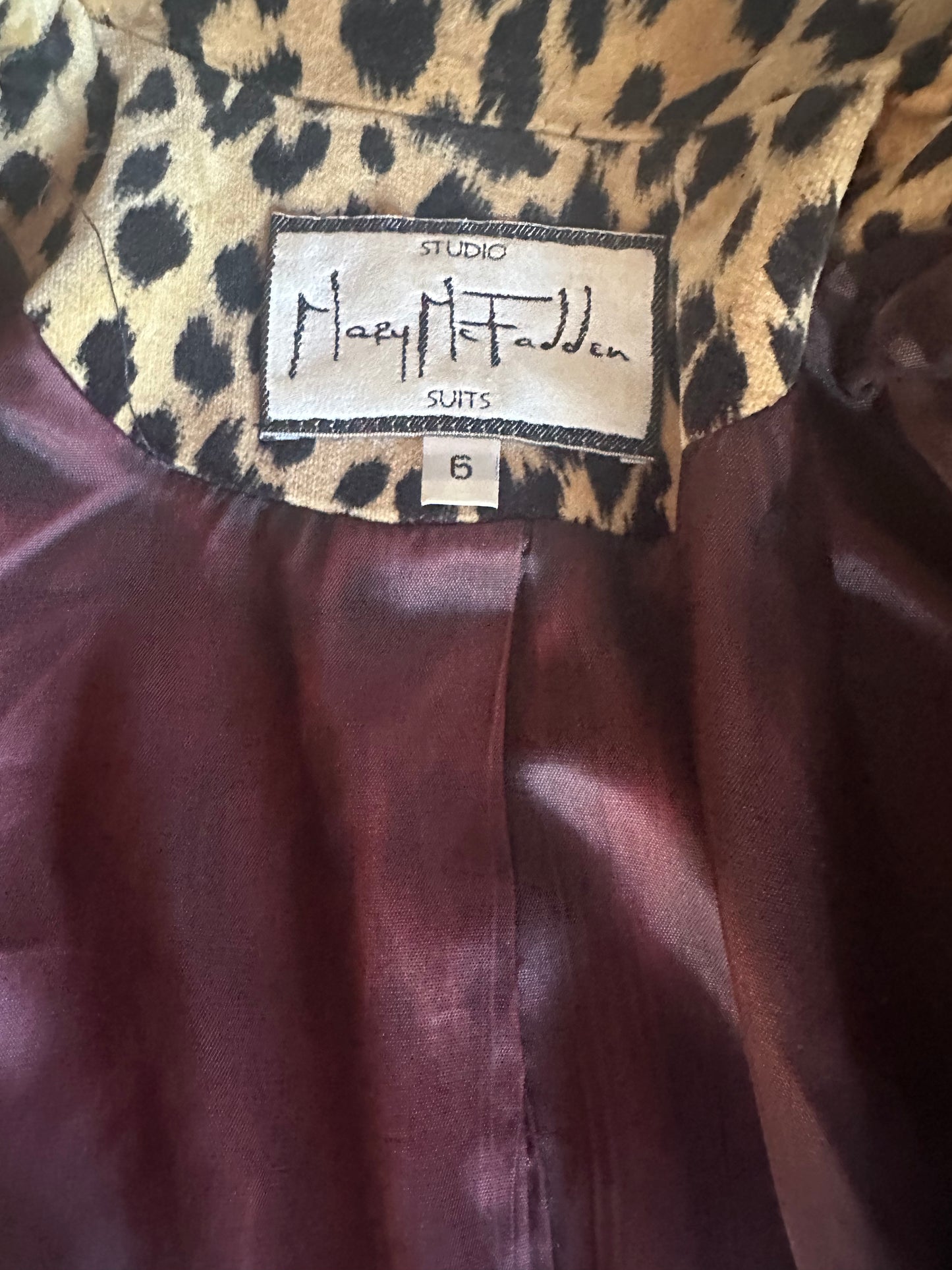 Vintage Mary McFadden Cheetah Print Jacket with Black Sleeves