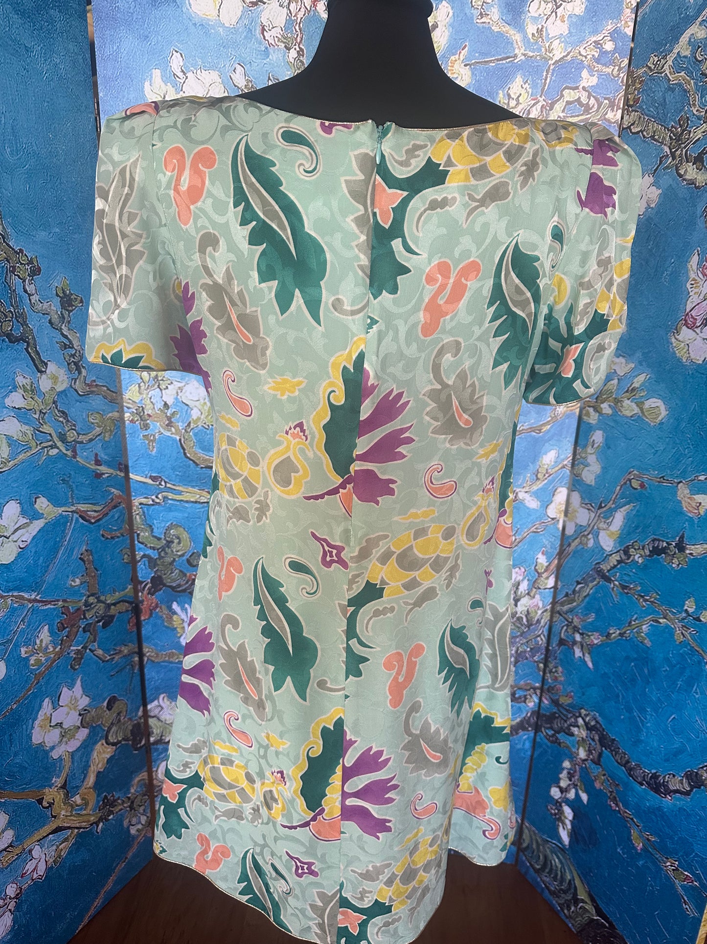 Vintage Mary McFadden Patterned Short Sleeve Dress