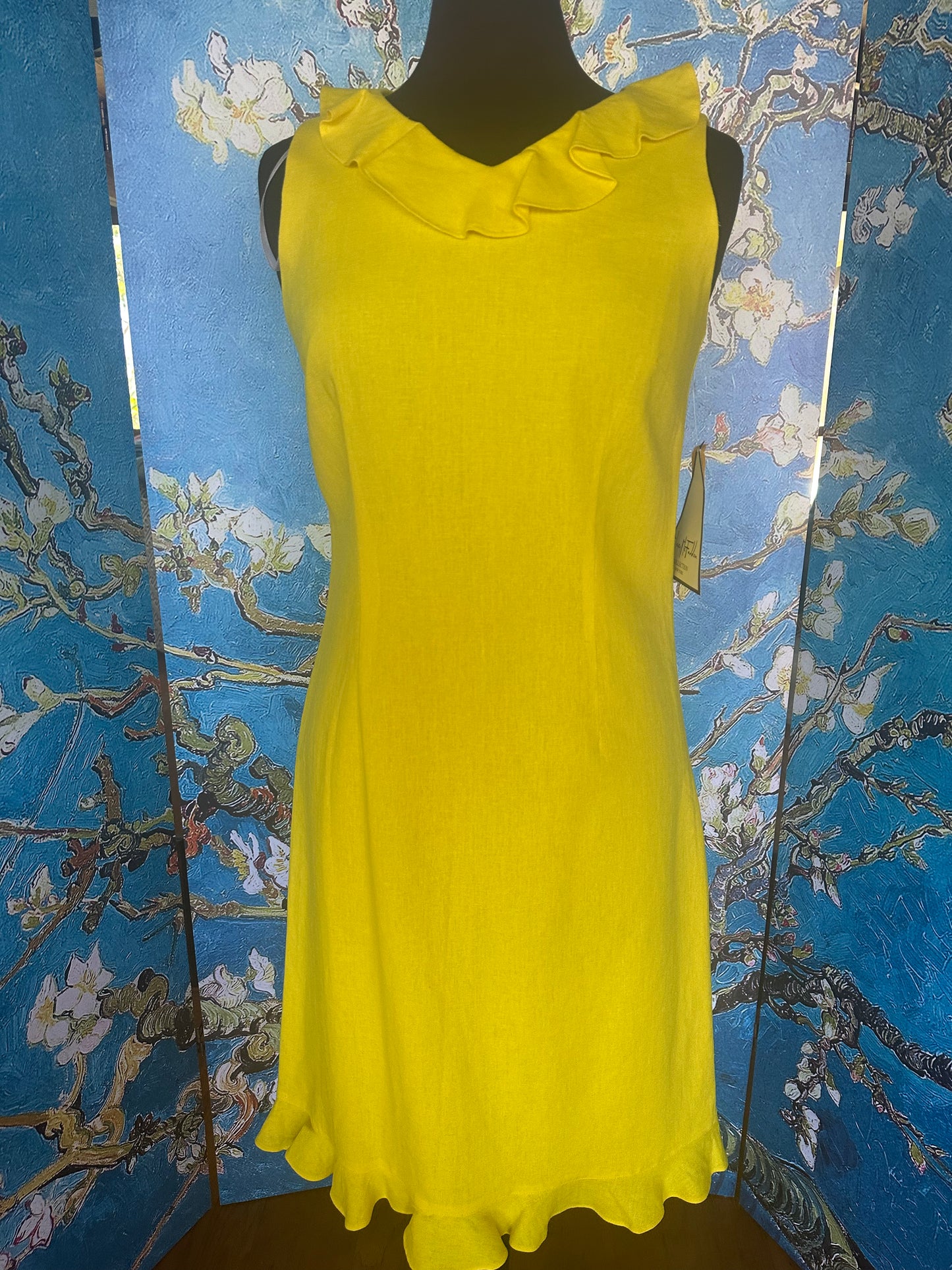 Vintage Mary McFadden Yellow Ruffle Dress