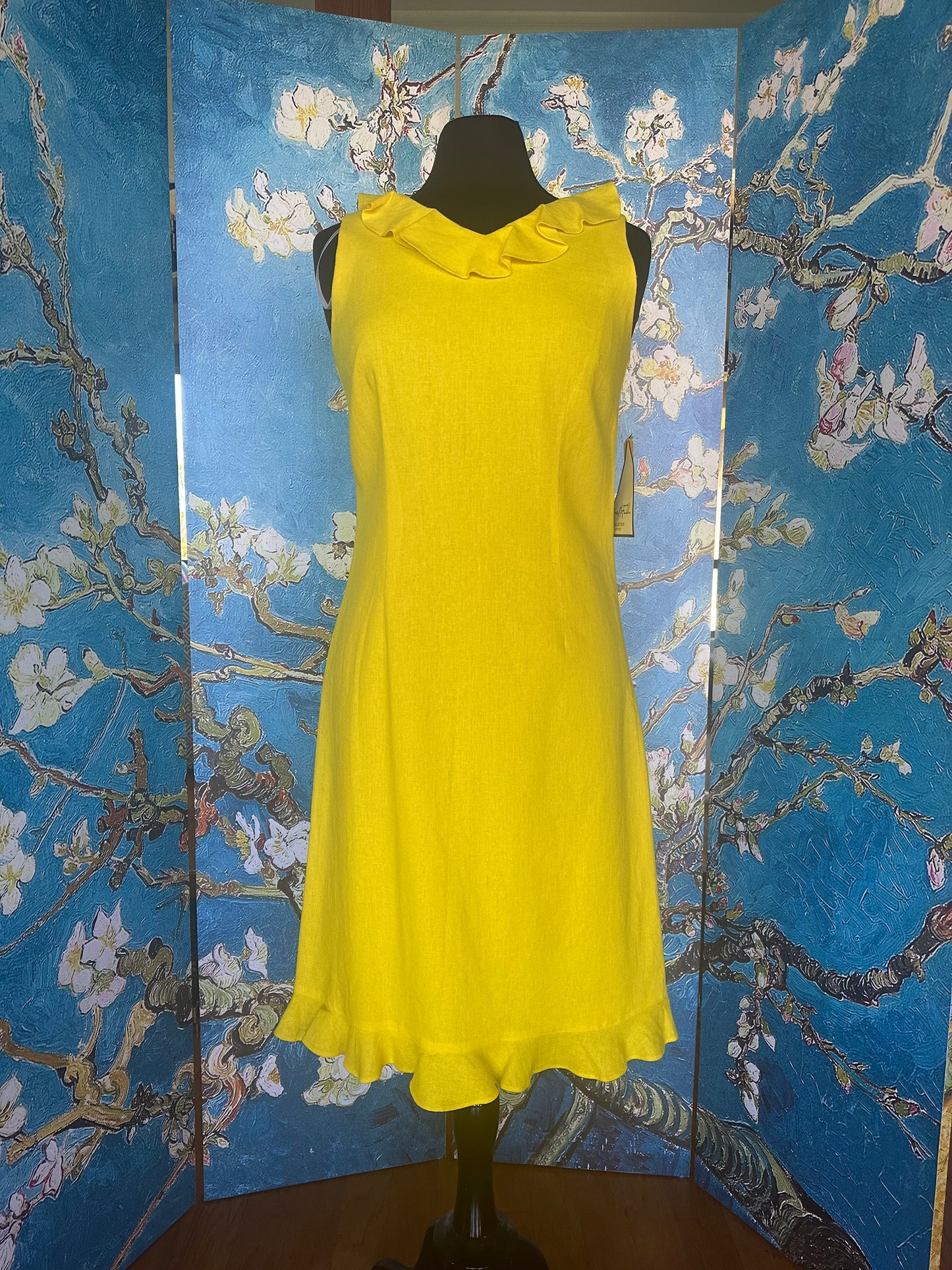 Vintage Mary McFadden Yellow Ruffle Dress