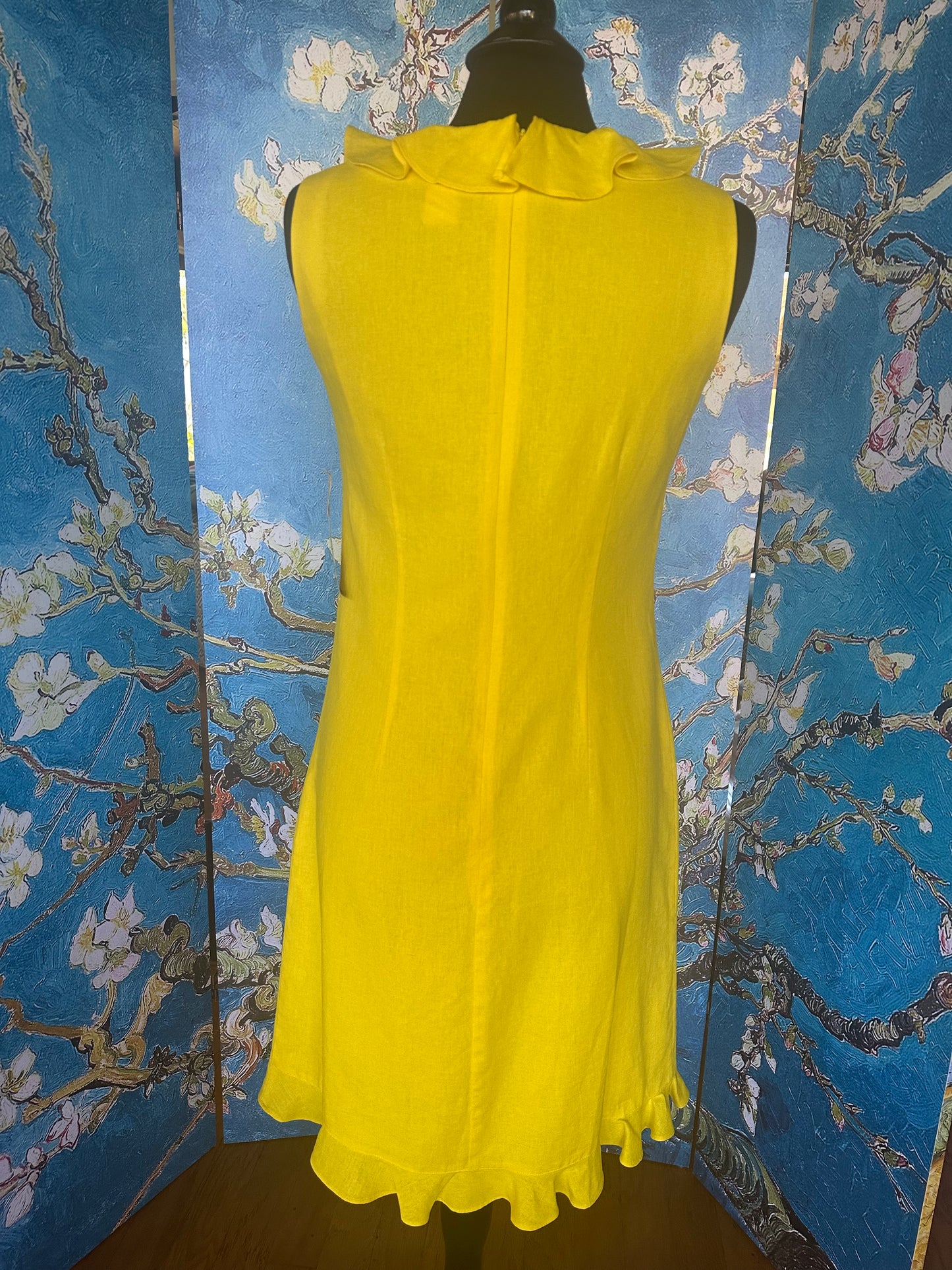 Vintage Mary McFadden Yellow Ruffle Dress
