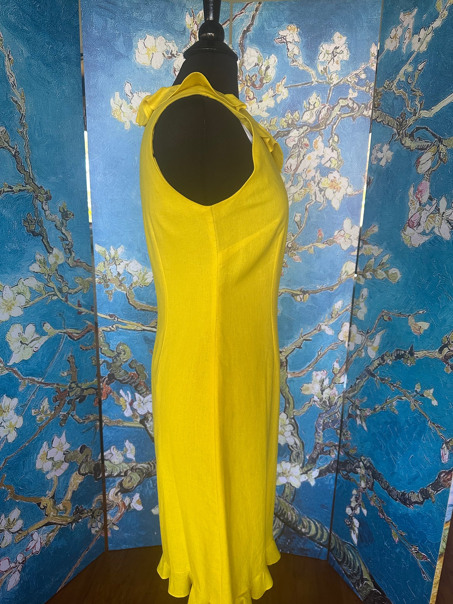 Vintage Mary McFadden Yellow Ruffle Dress