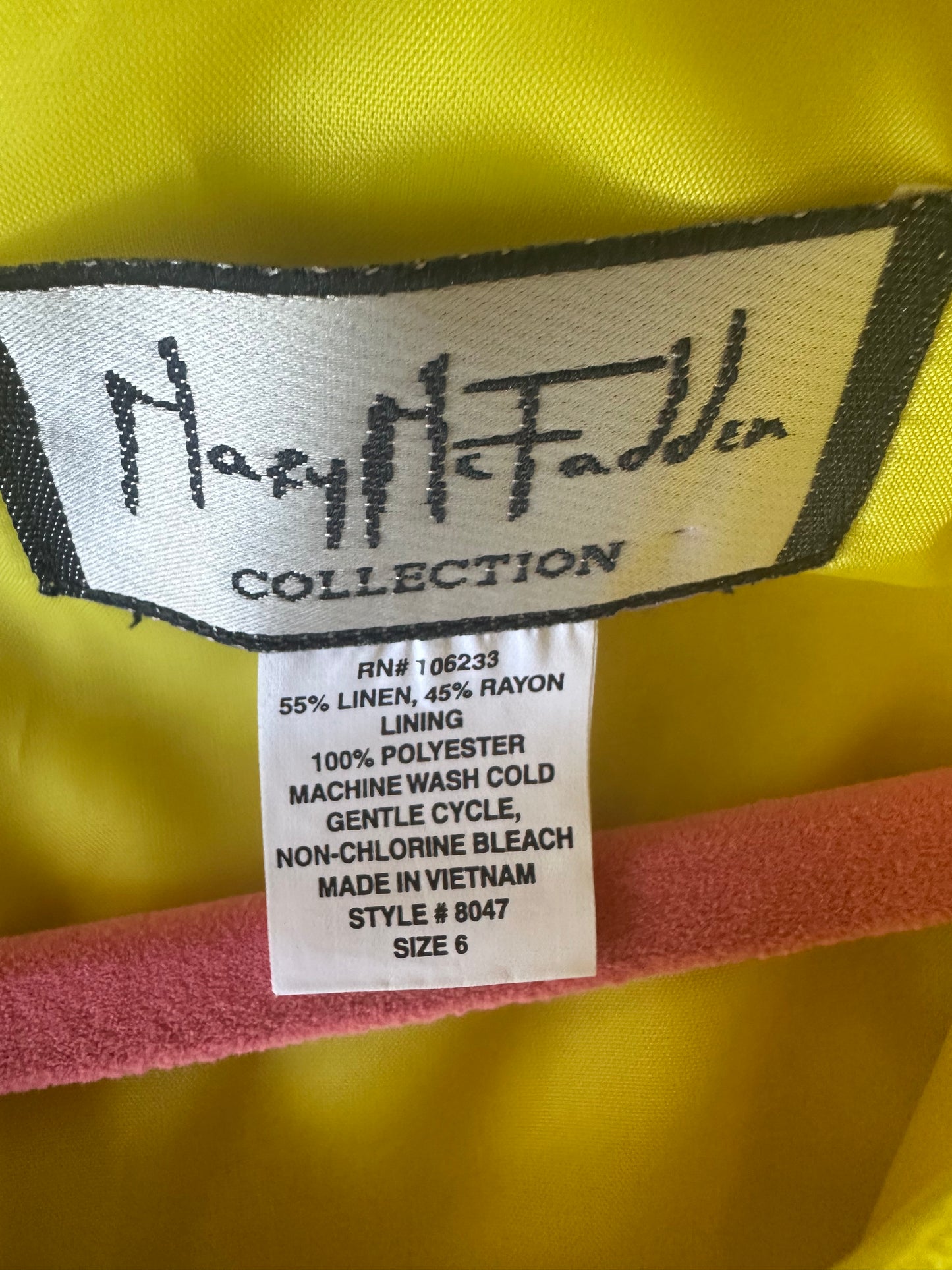 Vintage Mary McFadden Yellow Ruffle Dress