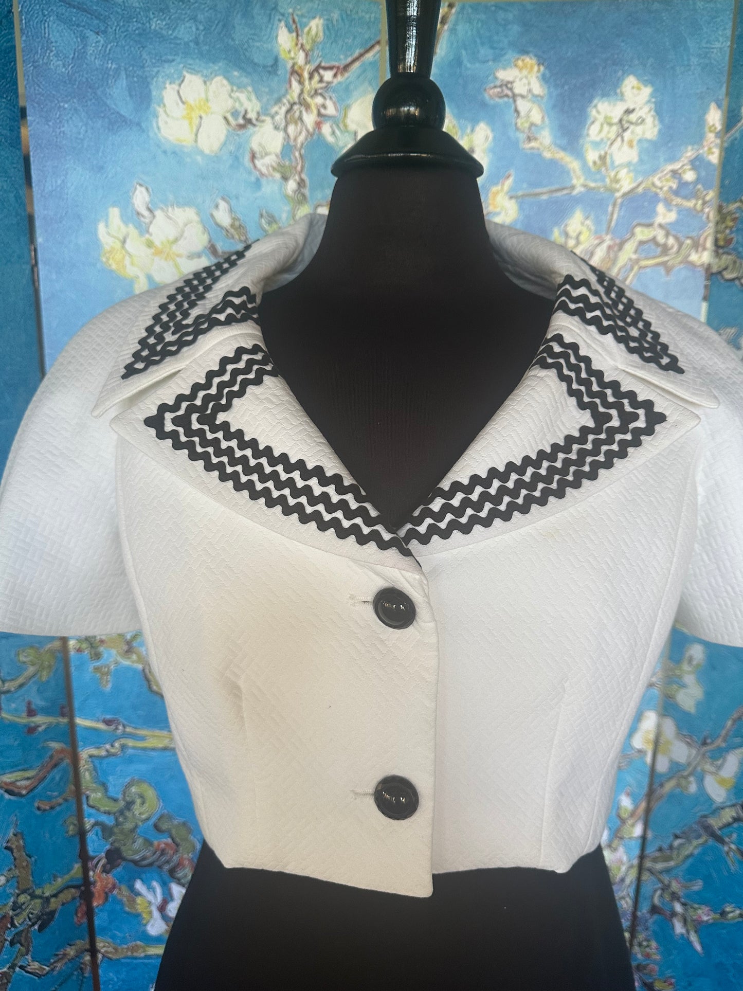 Vintage Mary McFadden Black and White Collared Set