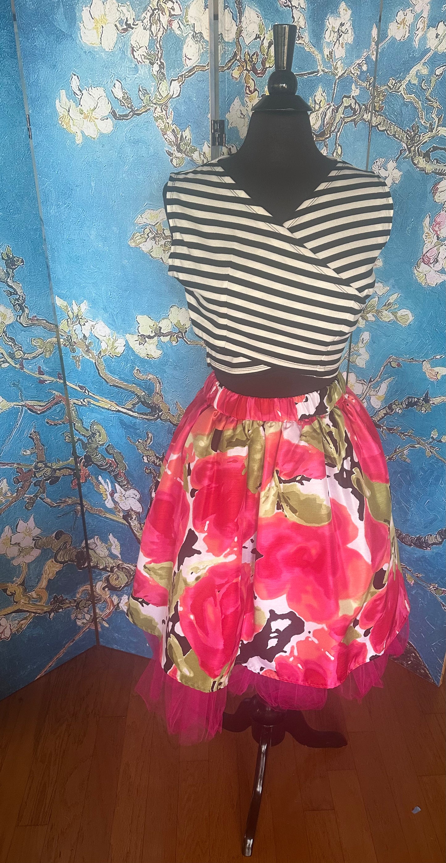 Black and White Striped Midi Top designed by Timmithea