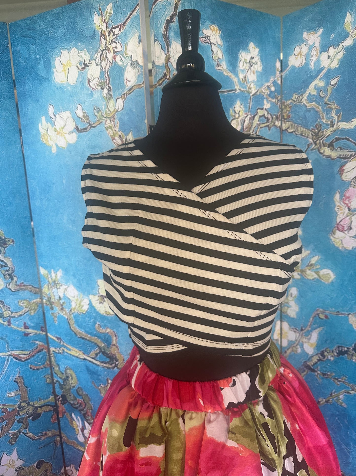 Black and White Striped Midi Top designed by Timmithea