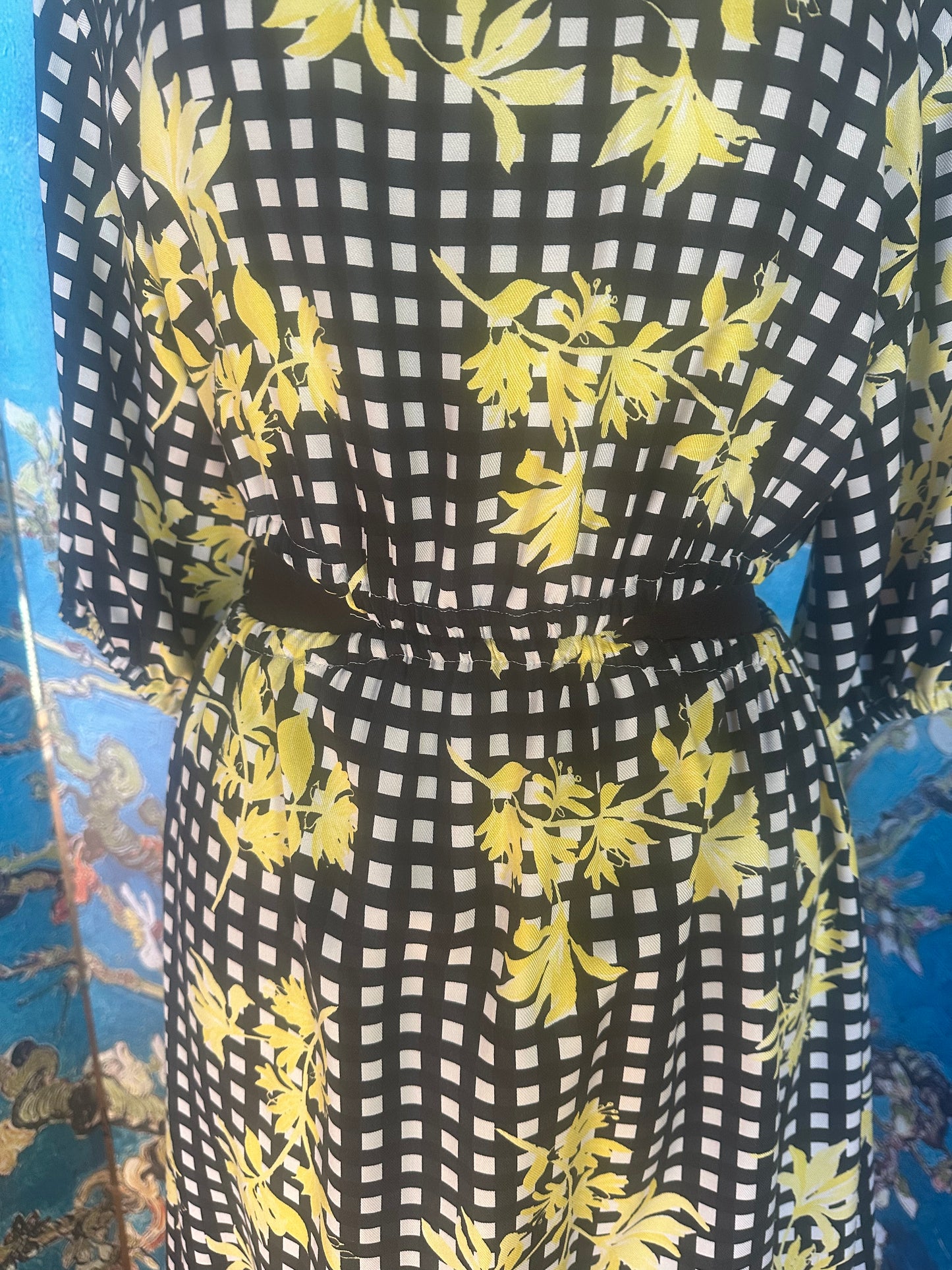 Floral and Check Open Midriff Dress designed by Timmithea