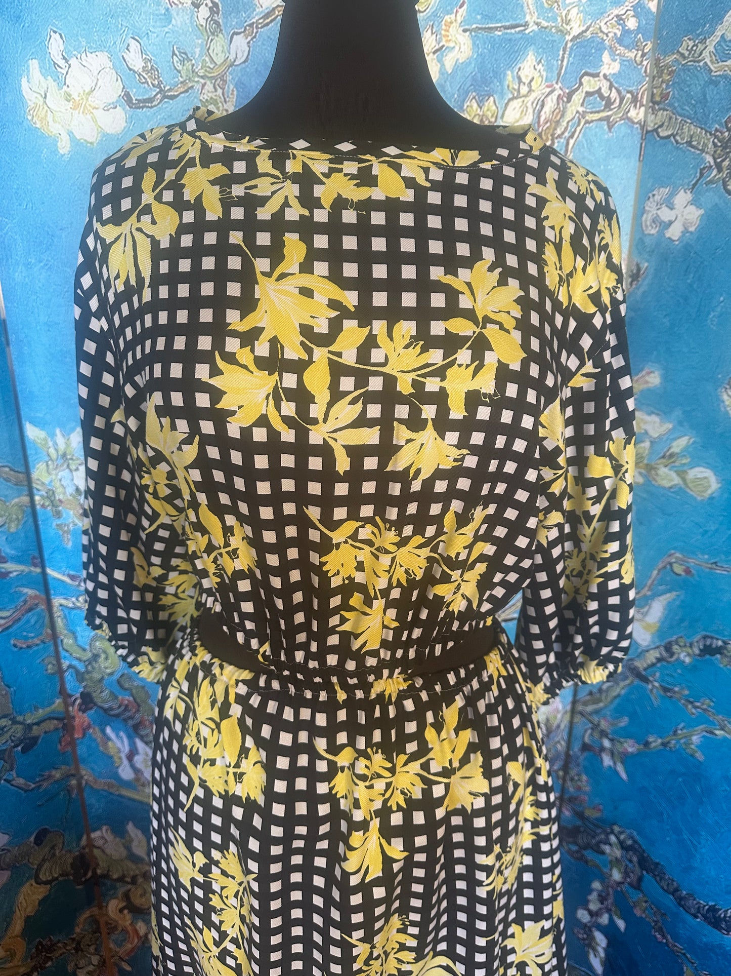 Floral and Check Open Midriff Dress designed by Timmithea