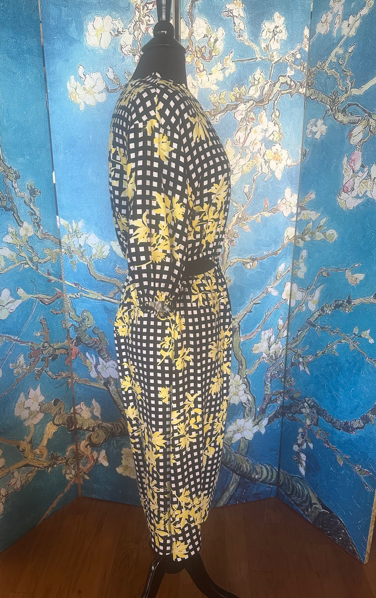 Floral and Check Open Midriff Dress designed by Timmithea