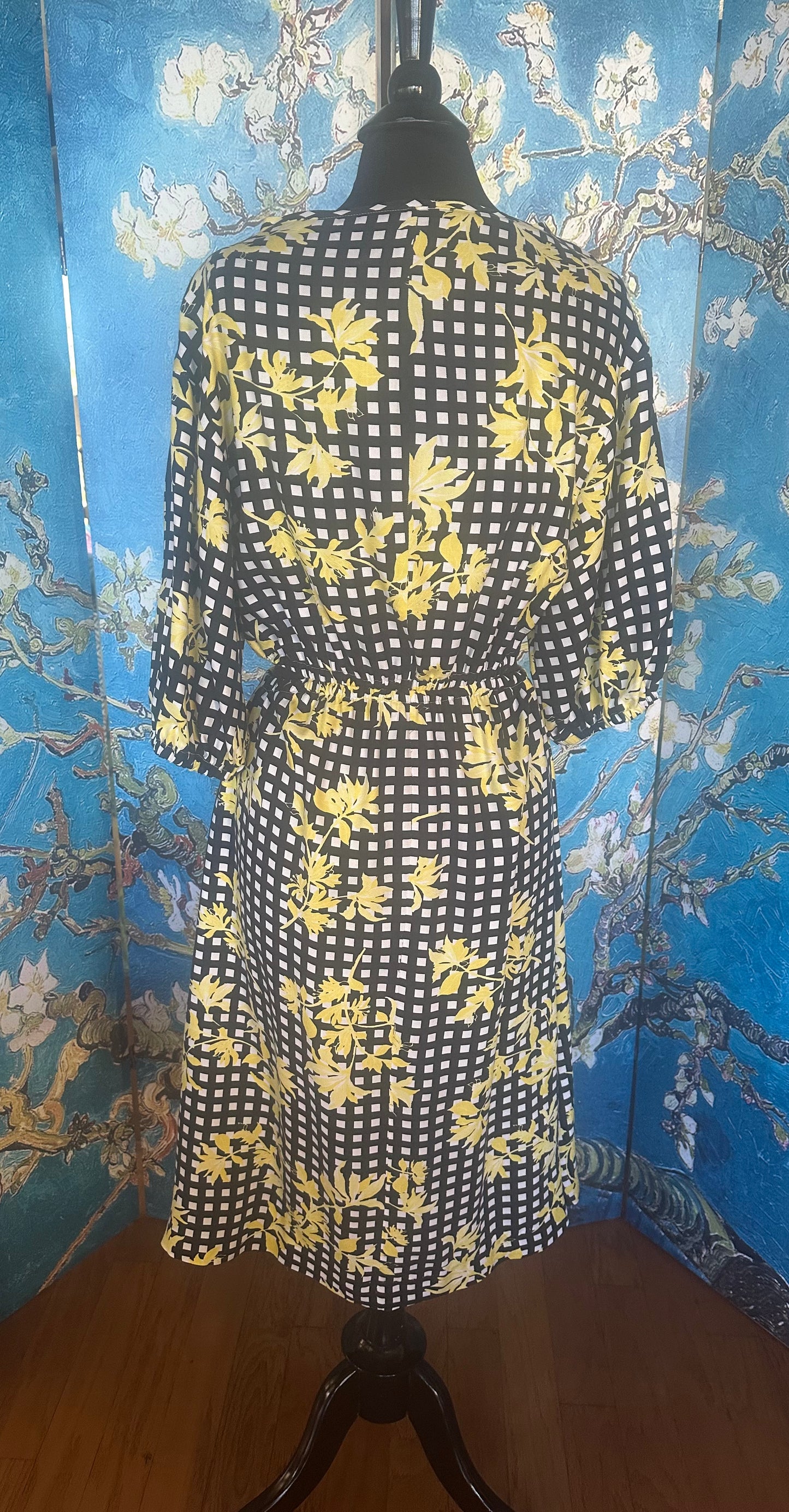 Floral and Check Open Midriff Dress designed by Timmithea