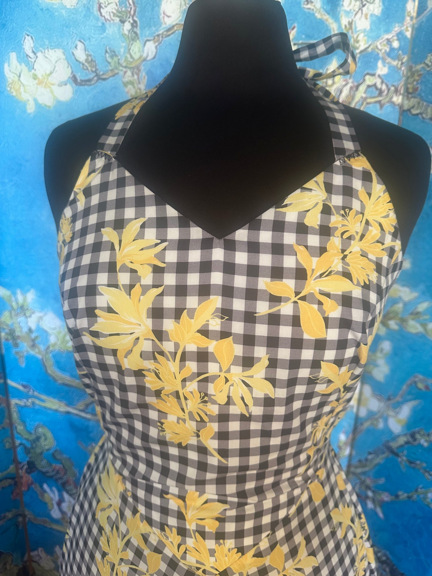 Floral and Check Halter Dress designed by Timmithea