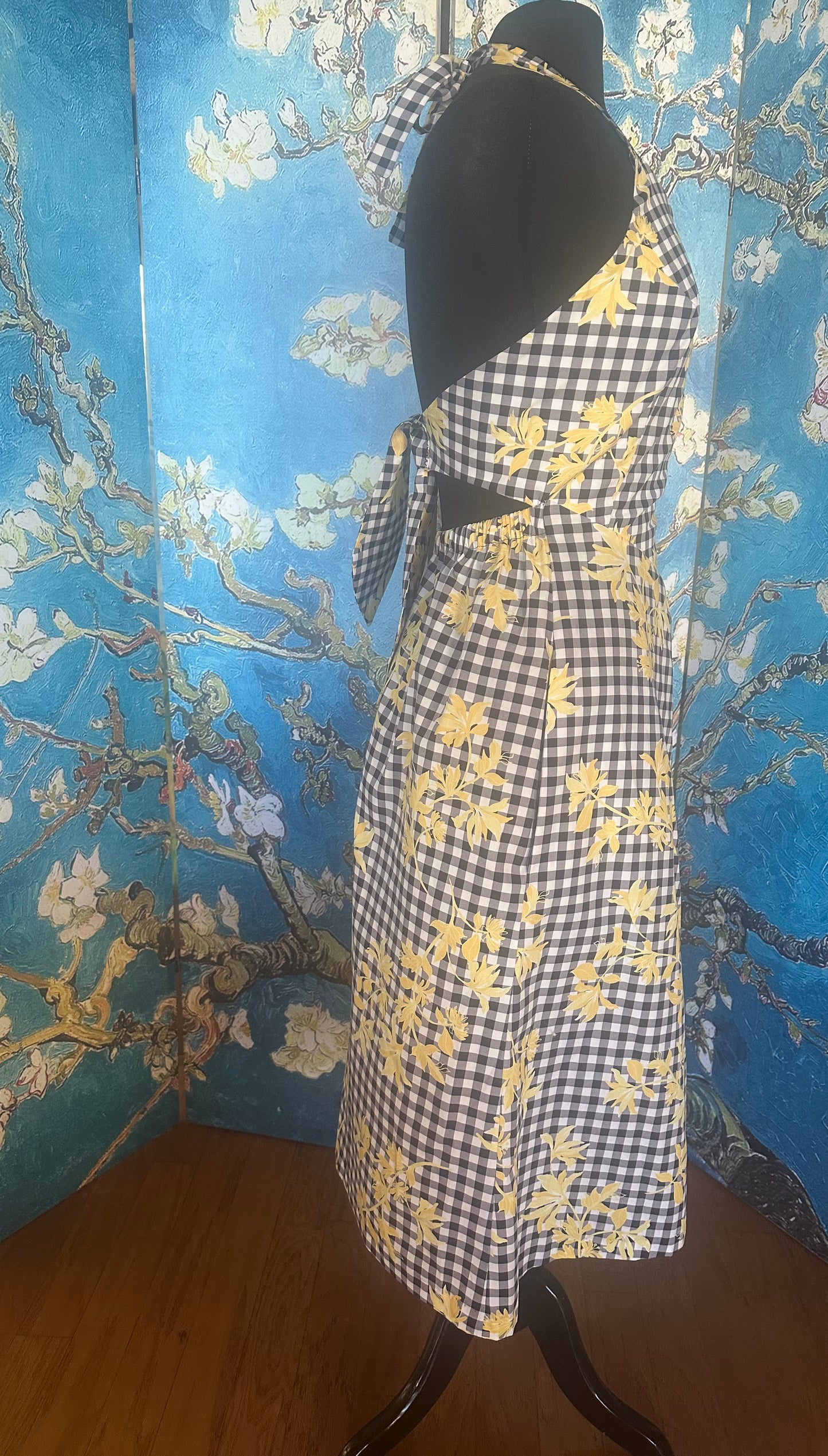 Floral and Check Halter Dress designed by Timmithea