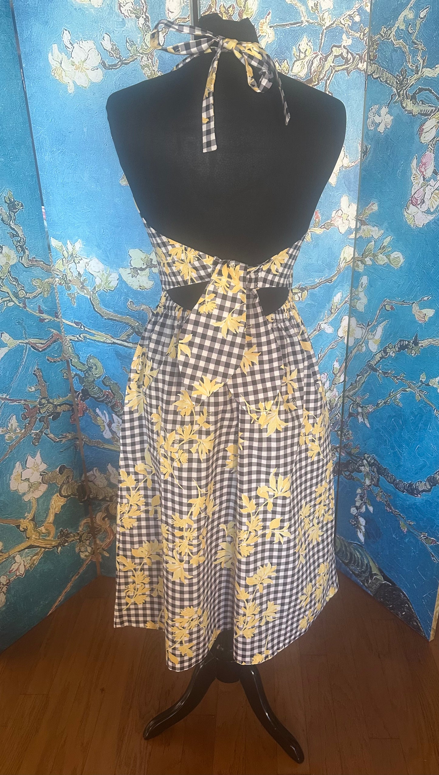 Floral and Check Halter Dress designed by Timmithea