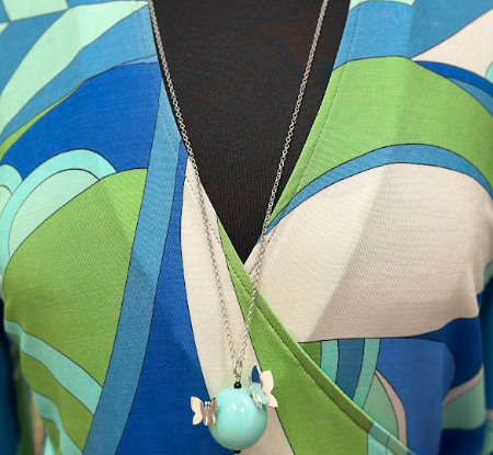 Bubble Necklace with Butterfly in Blue