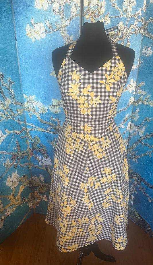 Floral and Check Halter Dress designed by Timmithea