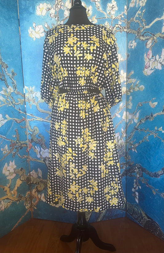 Floral and Check Open Midriff Dress designed by Timmithea