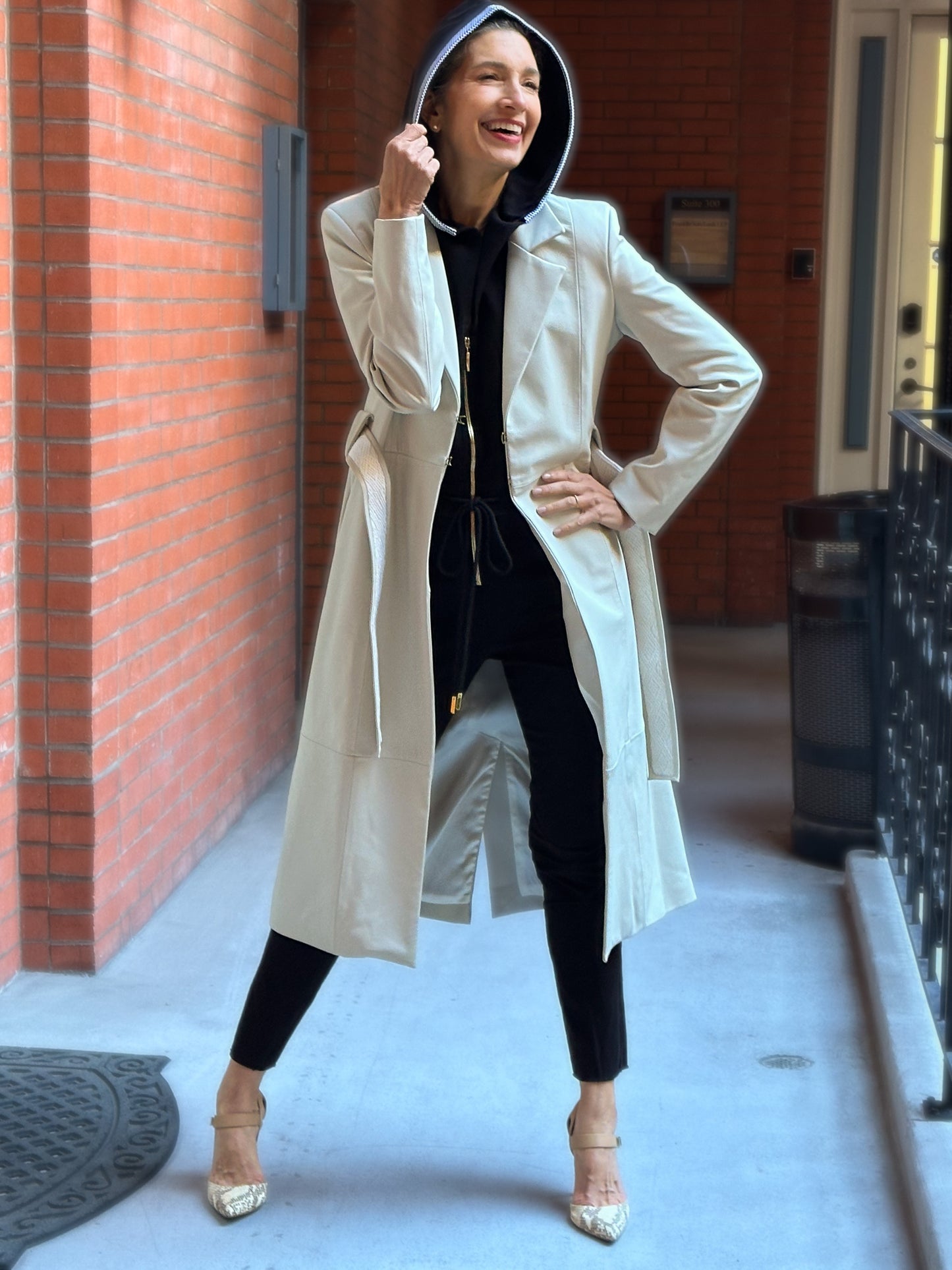 The Teresa Lambskin Trench in Crème