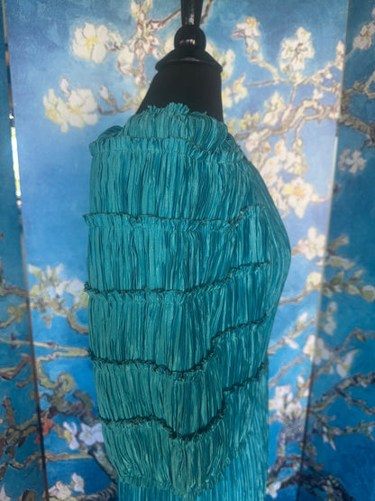 Vintage Mary McFadden Marii Pleated Turquiose Gown