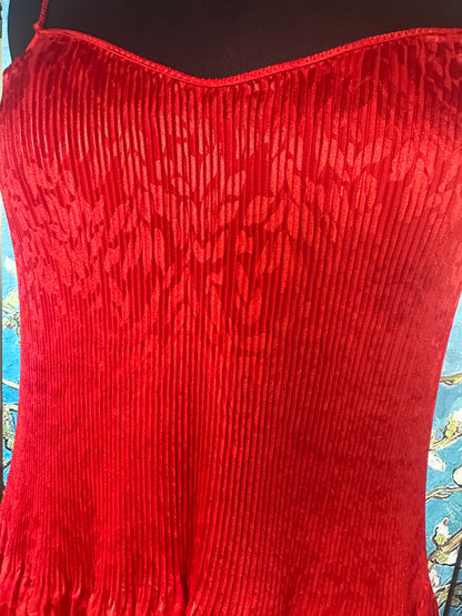 Vintage Mary McFadden Red Spaghetti Strap Gown