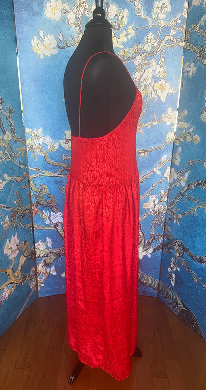 Vintage Mary McFadden Red Spaghetti Strap Gown