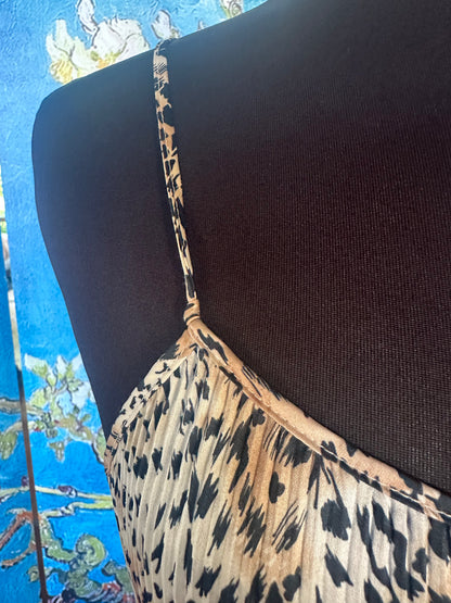 Vintage Mary McFadden Leopard Print Spaghetti Strap Gown