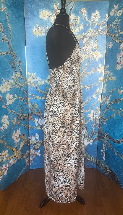 Vintage Mary McFadden Leopard Print Spaghetti Strap Gown