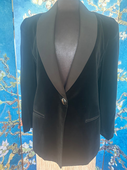 Vintage Mary McFadden Black Velvet Blazer circa 1980s
