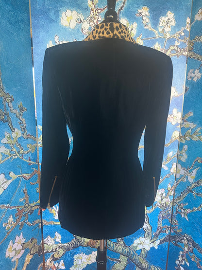 Vintage Mary McFadden Cheetah Print Jacket with Black Sleeves