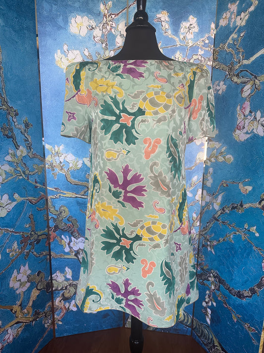 Vintage Mary McFadden Patterned Short Sleeve Dress