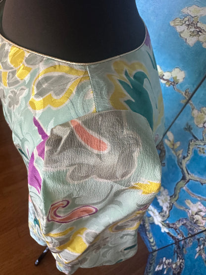 Vintage Mary McFadden Patterned Short Sleeve Dress