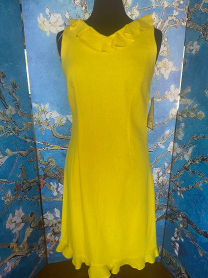 Vintage Mary McFadden Yellow Ruffle Dress