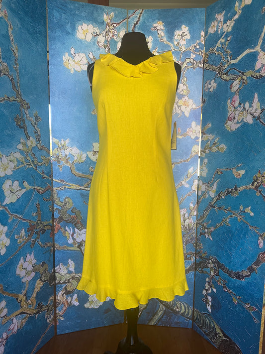 Vintage Mary McFadden Yellow Ruffle Dress