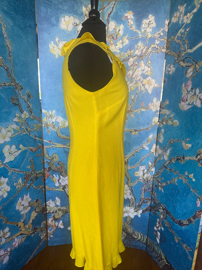 Vintage Mary McFadden Yellow Ruffle Dress