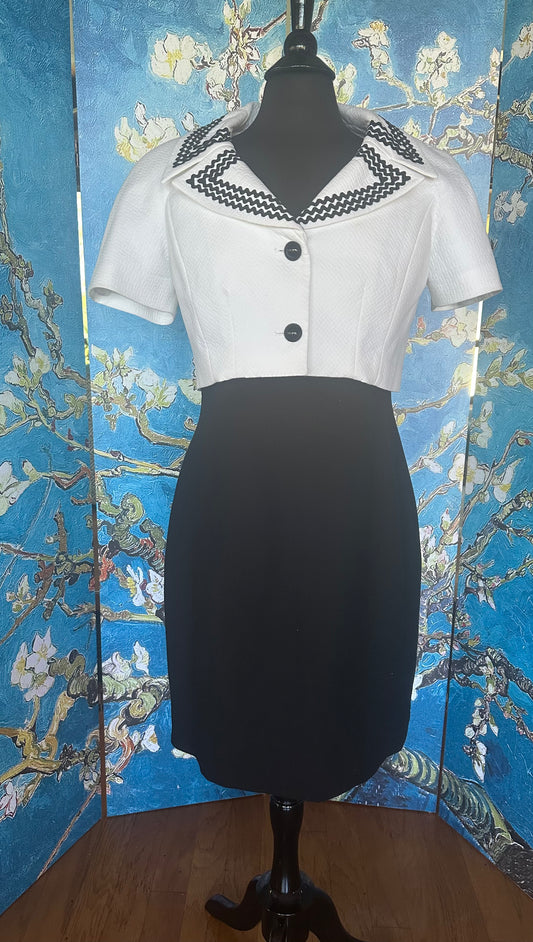 Vintage Mary McFadden Black and White Collared Set
