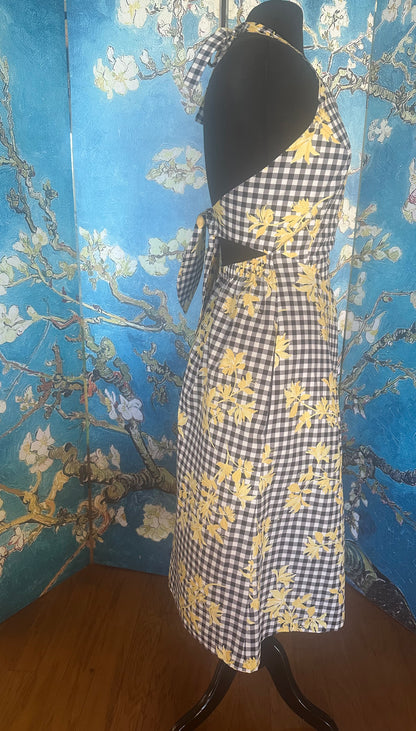 Floral and Check Halter Dress designed by Timmithea